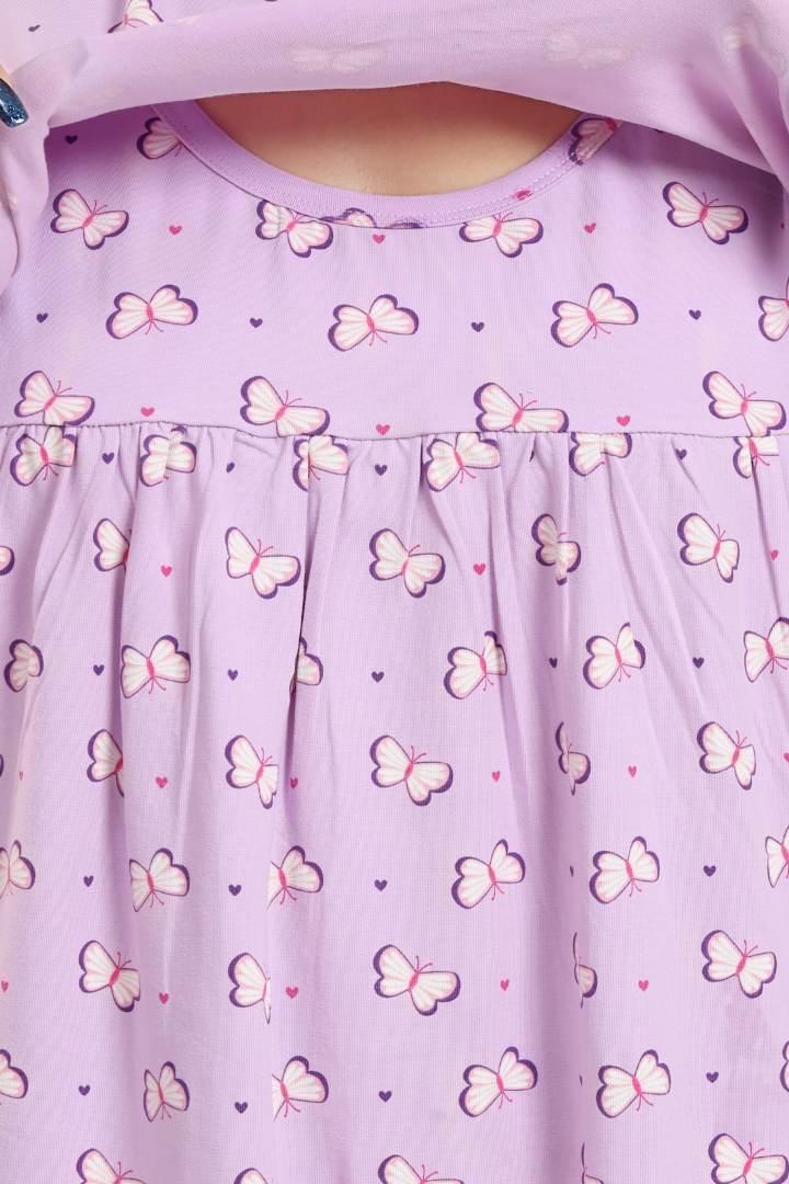 Pale Violet Butterfly Printed Nightie