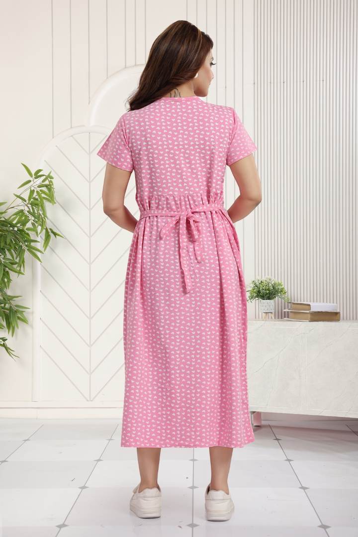 Baby Pink Heart Printed Nightie