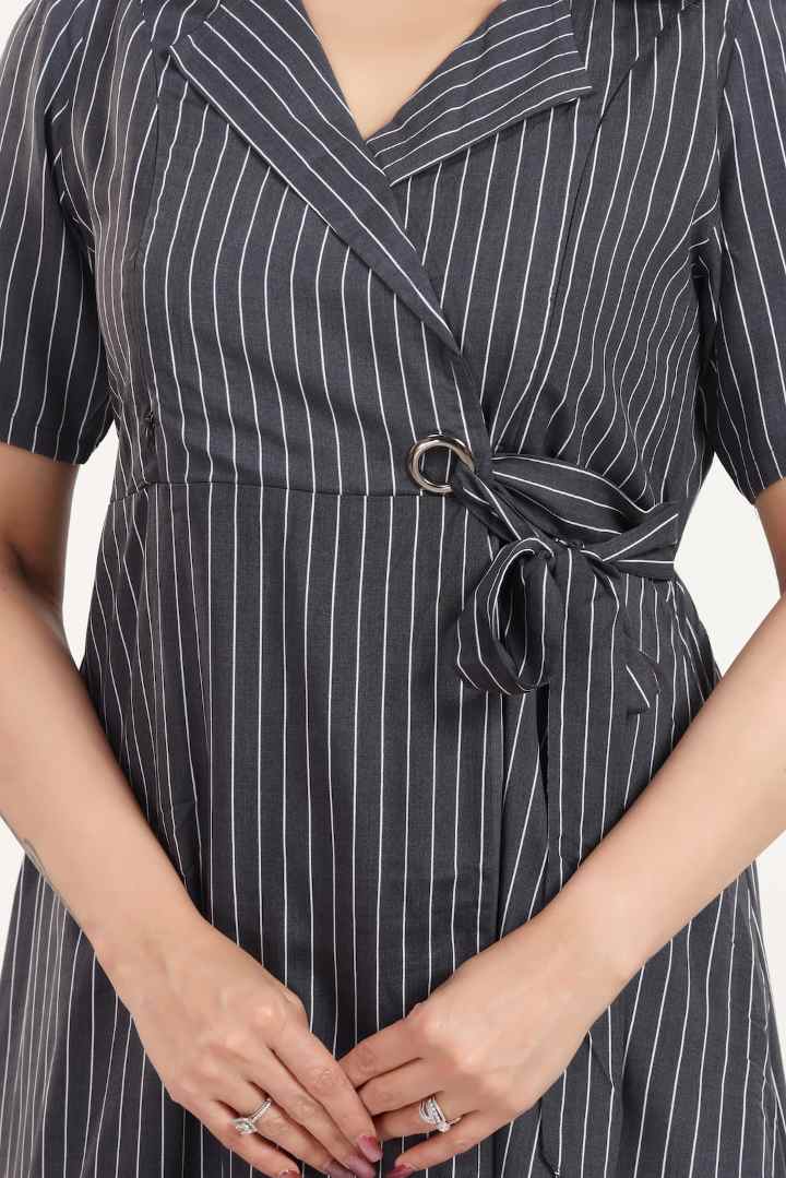 Classic Pin Striped Maternity Dress