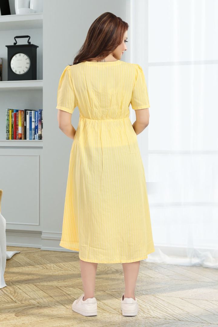 Jolly Yellow Pin Striped Maternity Dress