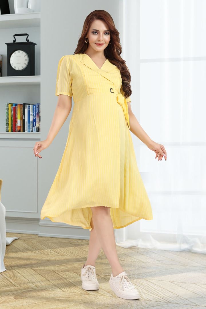 Jolly Yellow Pin Striped Maternity Dress