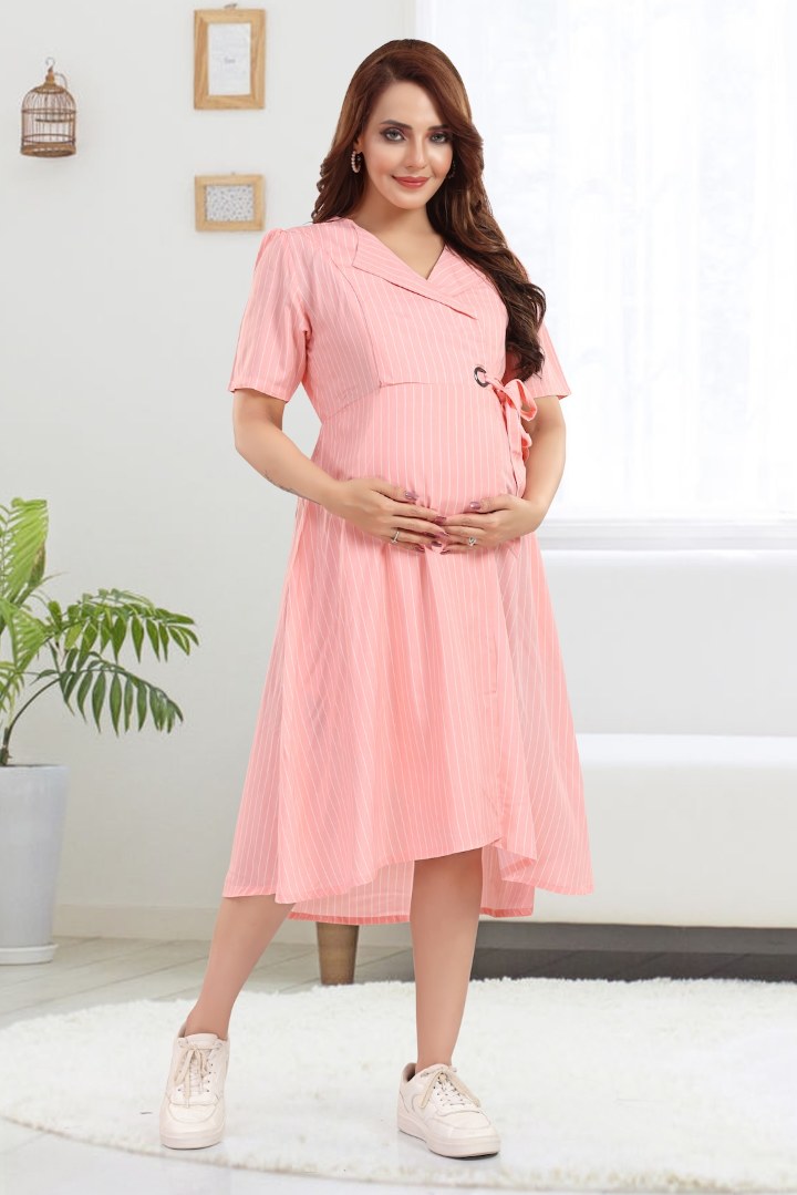 Cotton Candy Pin Striped Maternity Dress