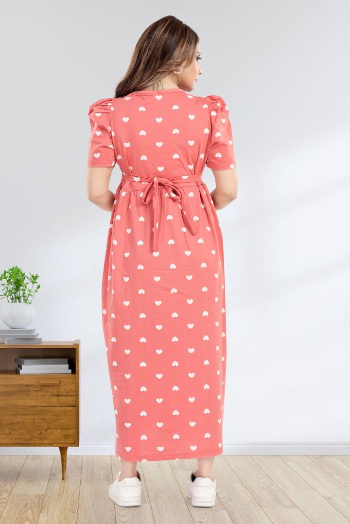 Flirty Pink Heart Print Feeding Nightie