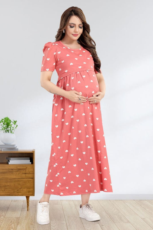 Flirty Pink Heart Print Feeding Nightie