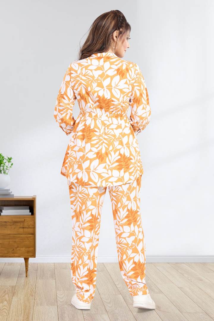 Bright Yellow Printed Feeding Coord Set