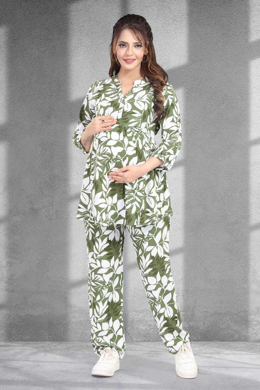 Green Forest Printed Feeding Coord Set