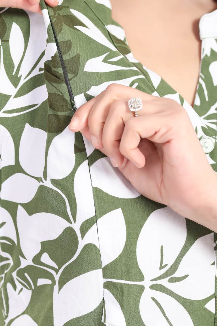 Green Forest Printed Feeding Coord Set