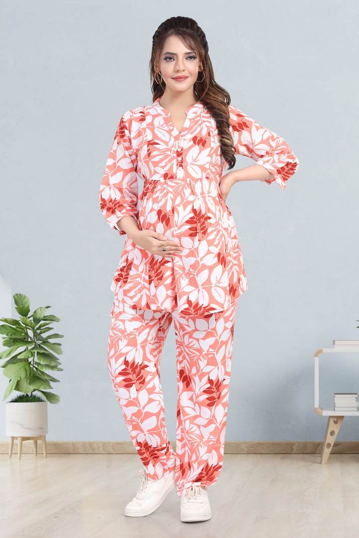 Blood Orange Printed Feeding Coord Set