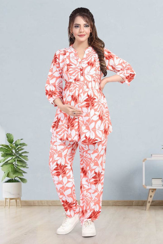 Blood Orange Printed Feeding Coord Set