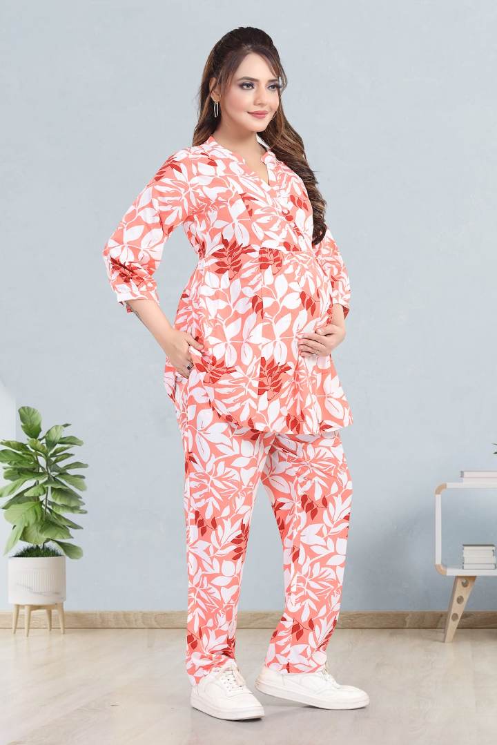 Blood Orange Printed Feeding Coord Set