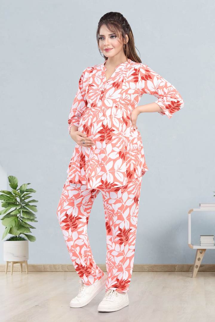 Blood Orange Printed Feeding Coord Set