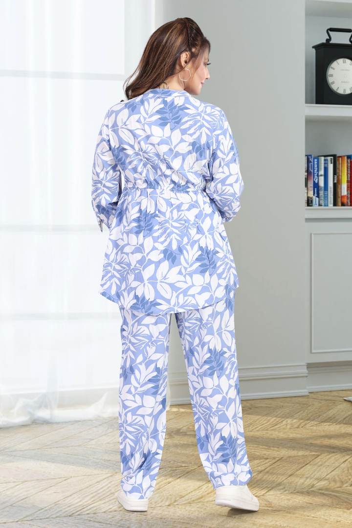 Cornflower Blue Printed Feeding Coord Set