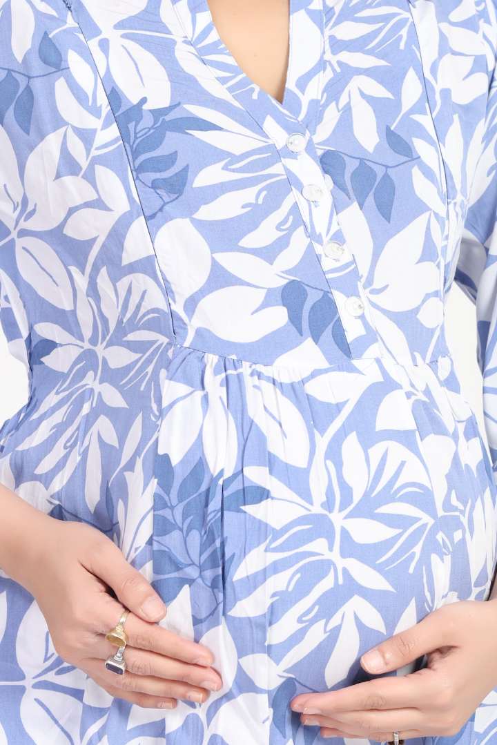 Cornflower Blue Printed Feeding Coord Set