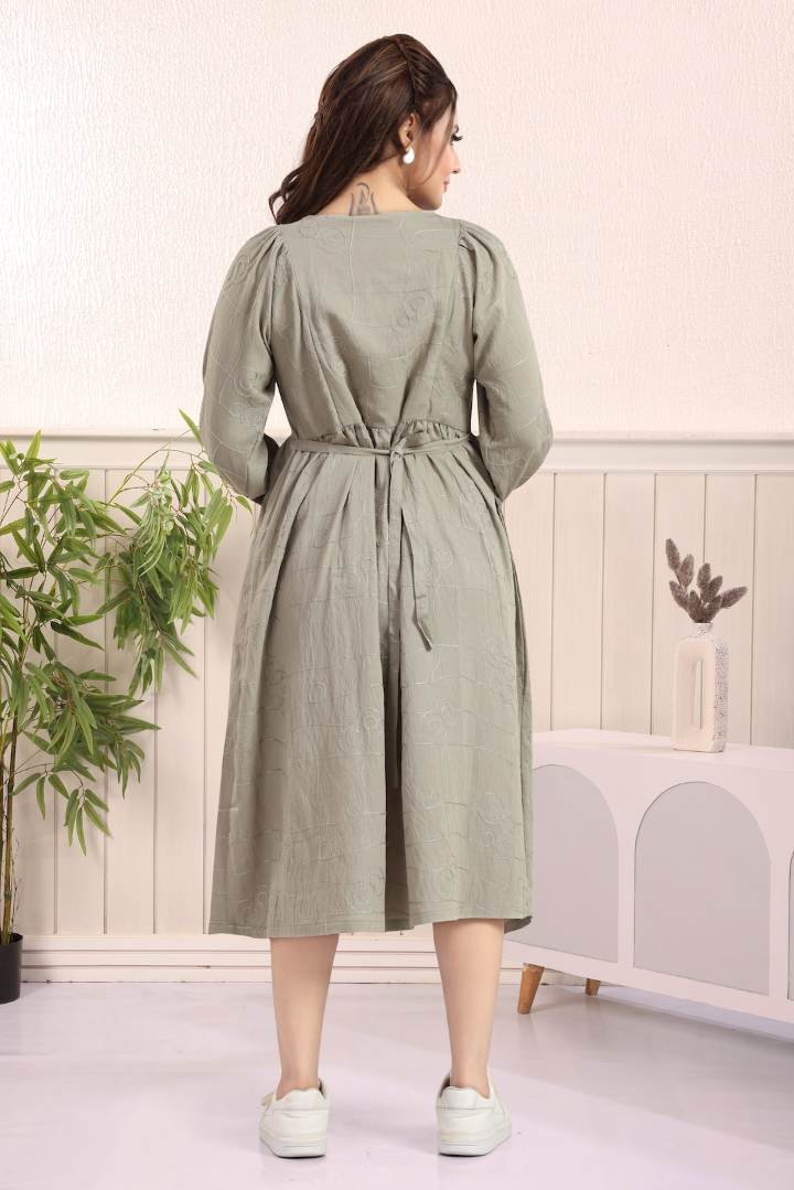 Pistachio Chikankari Nursing Dress