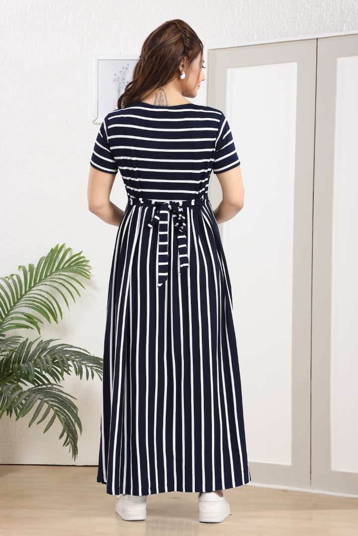 Blue and White striper Maternity Dress