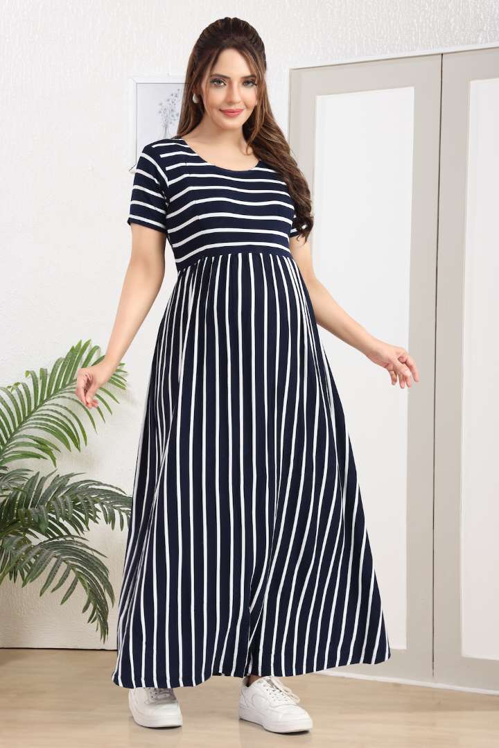 Blue and White striper Maternity Dress