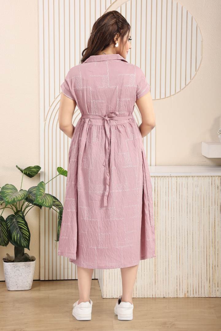 Pink Gloss Chikankari Feeding Dress