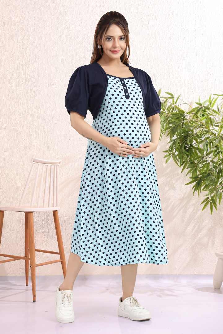Sky Blue Overcoat Feeding Dress