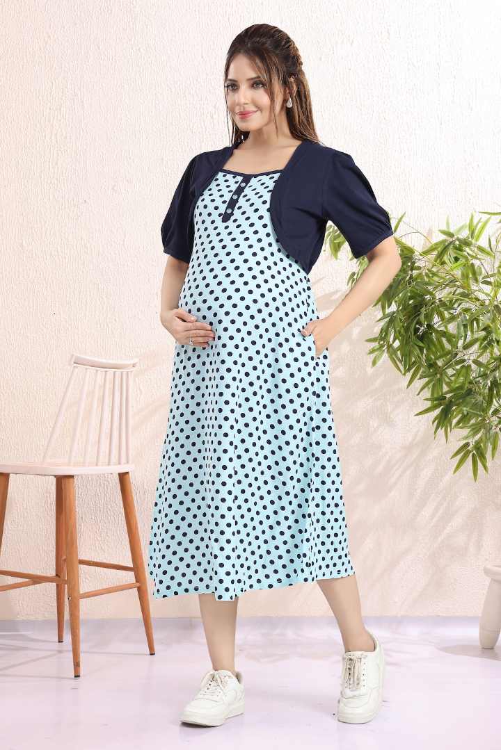 Sky Blue Overcoat Feeding Dress