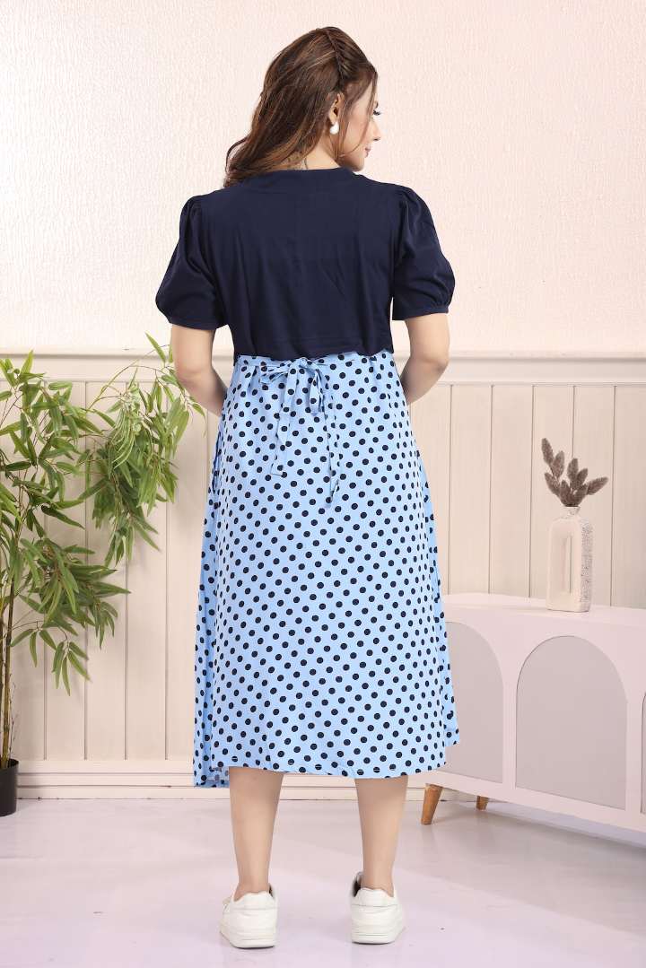 Denim Blue Overcoat Maternity Dress