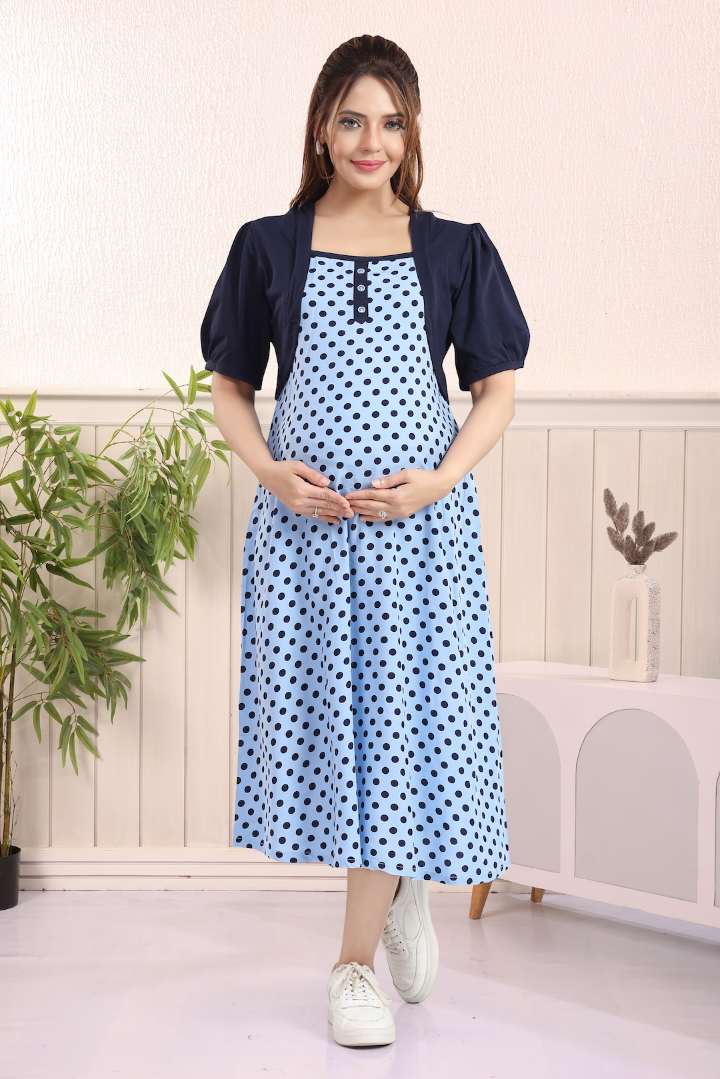 Denim Blue Overcoat Maternity Dress