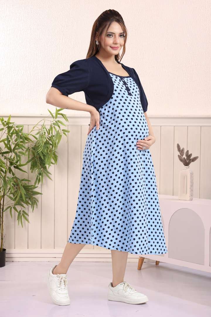 Denim Blue Overcoat Maternity Dress