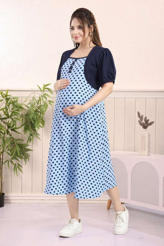 Denim Blue Overcoat Maternity Dress