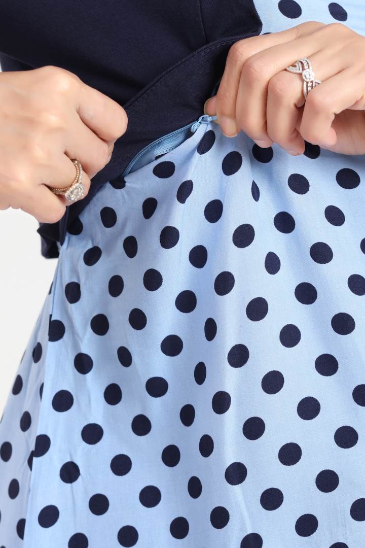Denim Blue Overcoat Maternity Dress