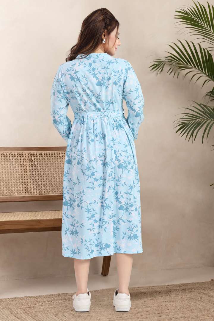 Sky Canopy Printed Maternity Dress