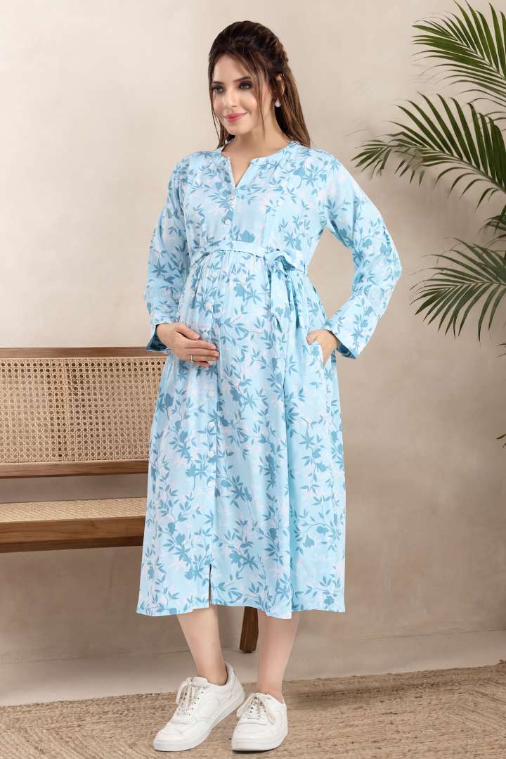 Sky Canopy Printed Maternity Dress