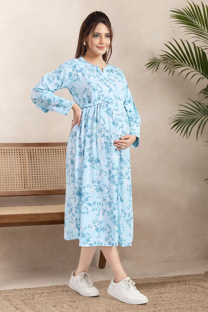 Sky Canopy Printed Maternity Dress