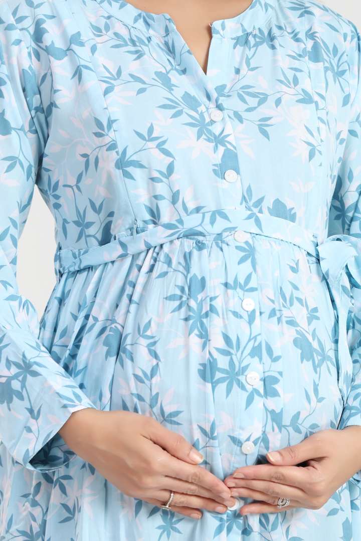 Sky Canopy Printed Maternity Dress