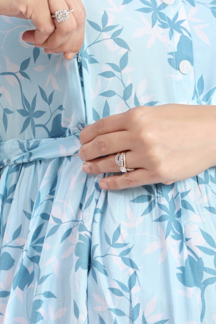 Sky Canopy Printed Maternity Dress