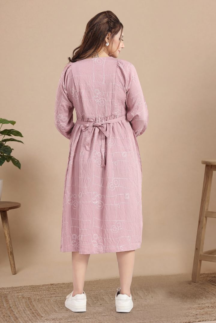 Orchid Pink Chikankari Feeding Dress