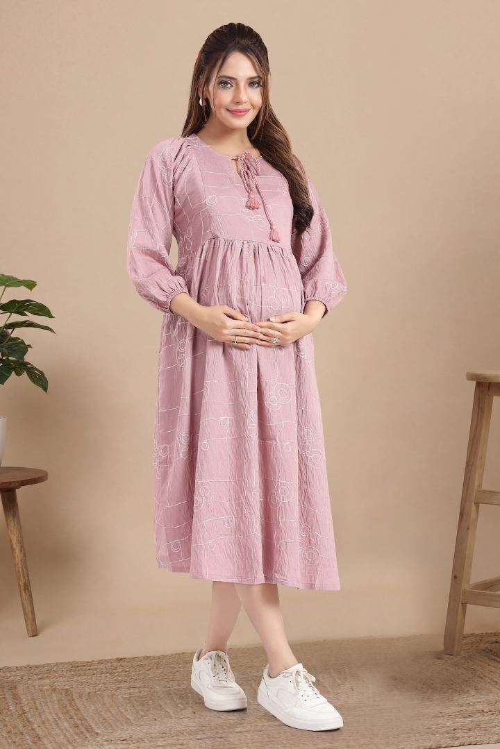 Orchid Pink Chikankari Feeding Dress