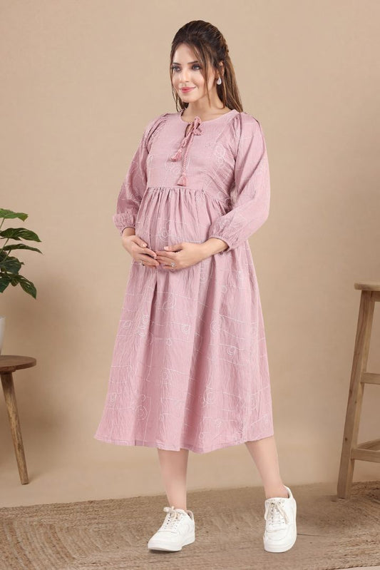 Orchid Pink Chikankari Feeding Dress