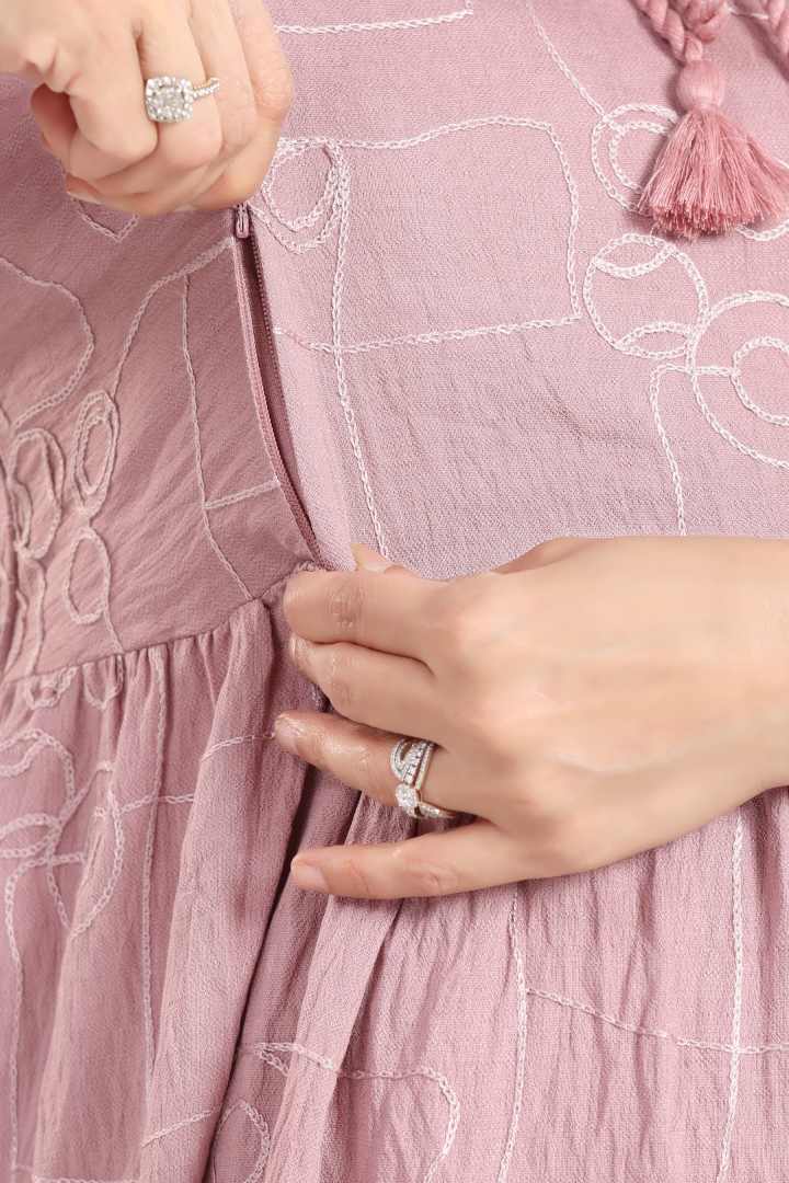 Orchid Pink Chikankari Feeding Dress