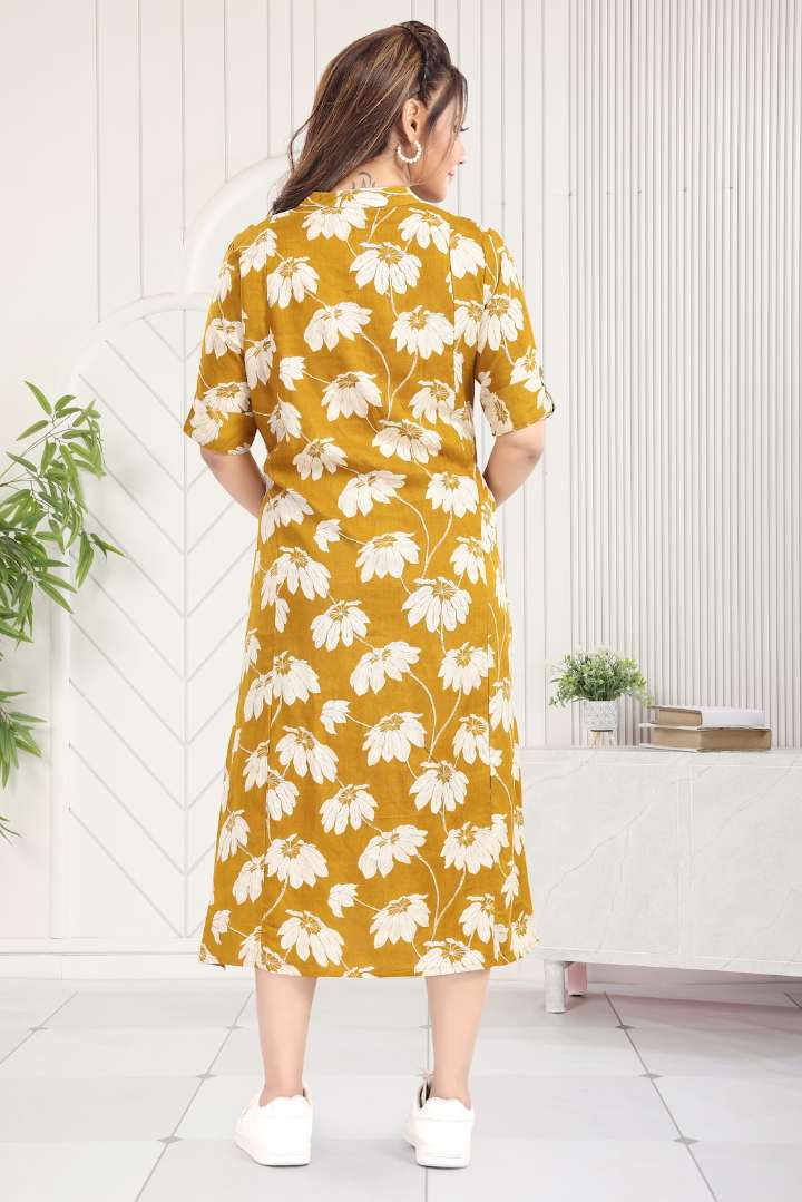 Zesty Yellow Printed Feeding Kurti