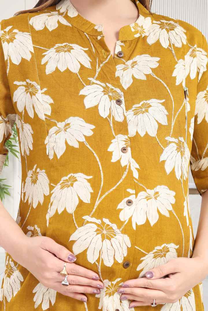 Zesty Yellow Printed Feeding Kurti