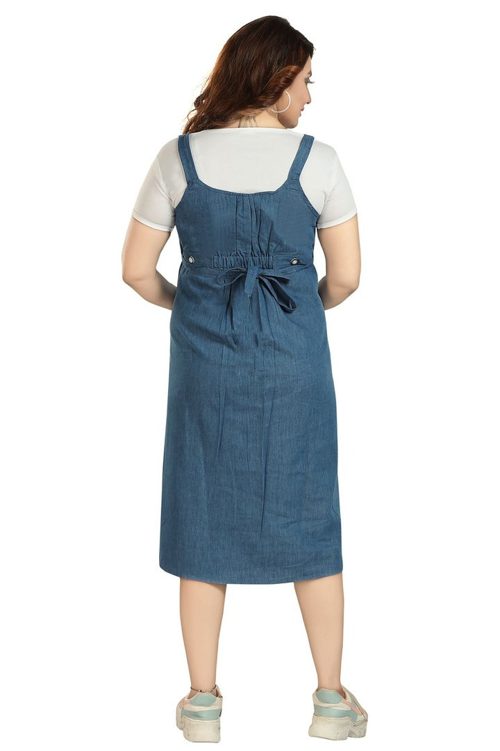 Mid Blue Denim Pinafore Nursing Dress