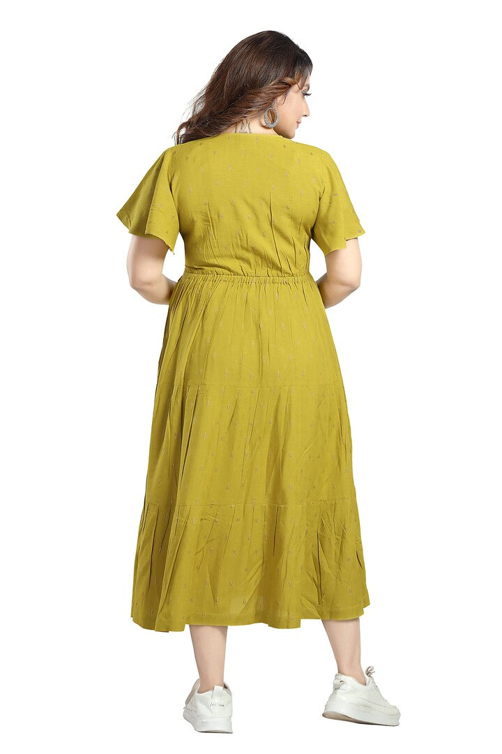 Green Dobby Weave Nursing Dress