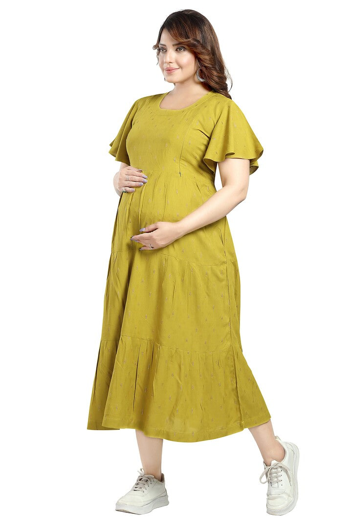 Green Dobby Weave Nursing Dress