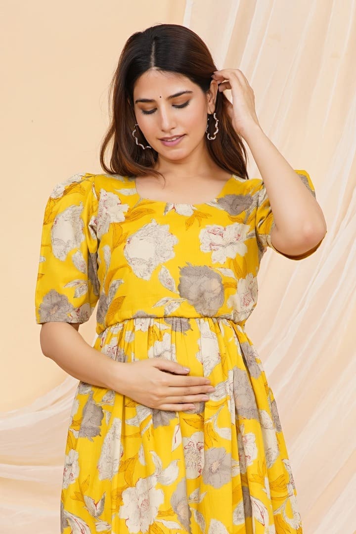 Sunshine Yellow Zipless Feeding Dress