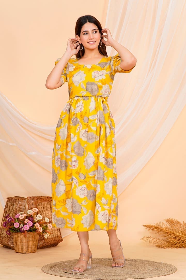 Sunshine Yellow Zipless Feeding Dress