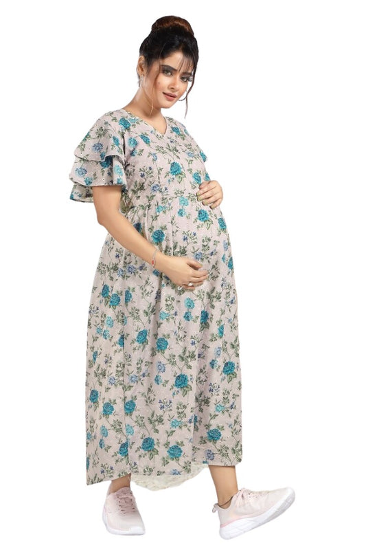 Lilac Chikankari Maternity Dress