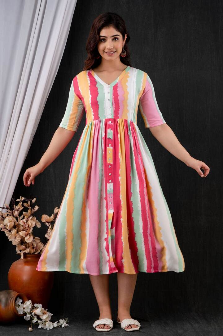 Rainbow Cotton Nursing Dress