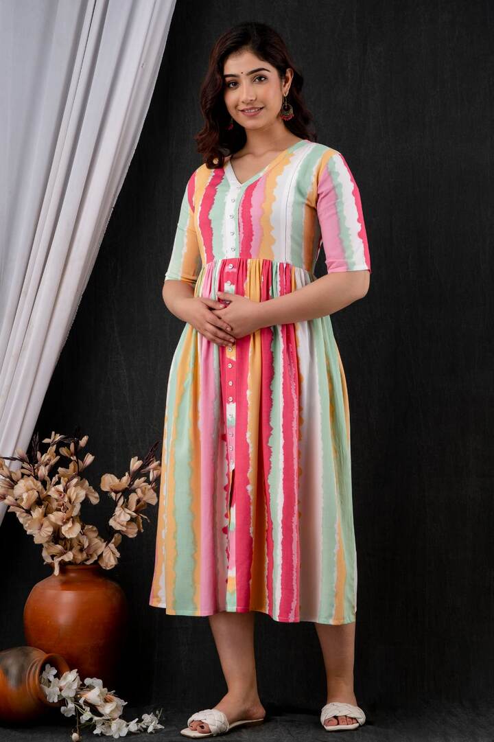 Rainbow Cotton Nursing Dress