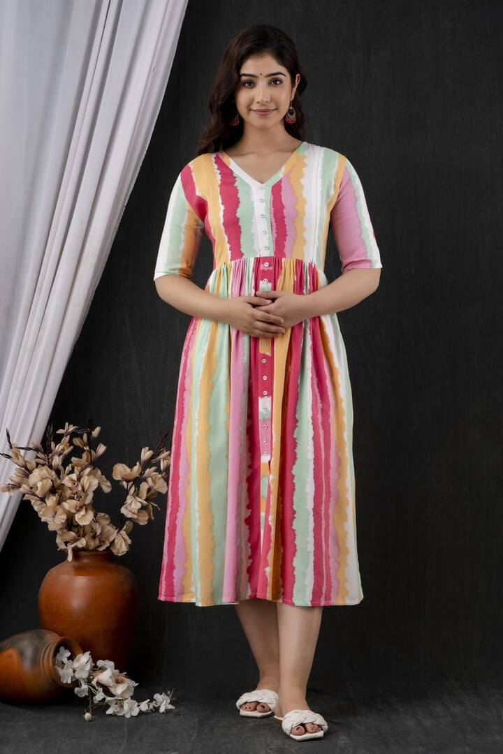 Rainbow Cotton Nursing Dress