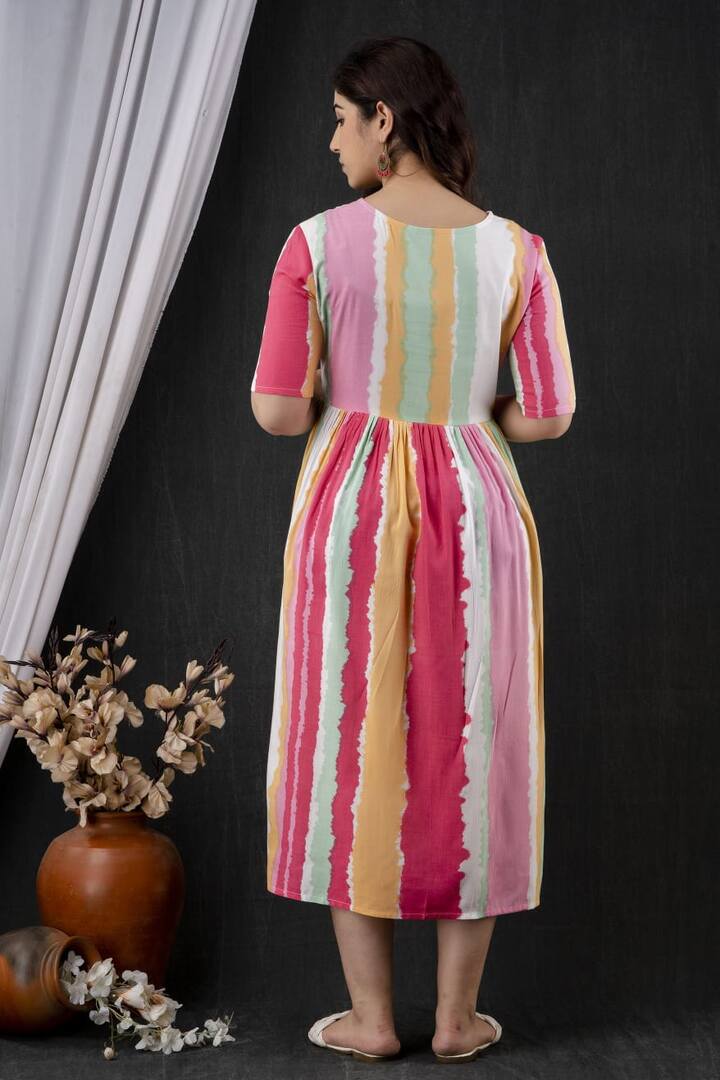 Rainbow Cotton Nursing Dress