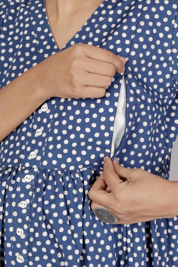 Polka Dot Maternity Feeding Dress